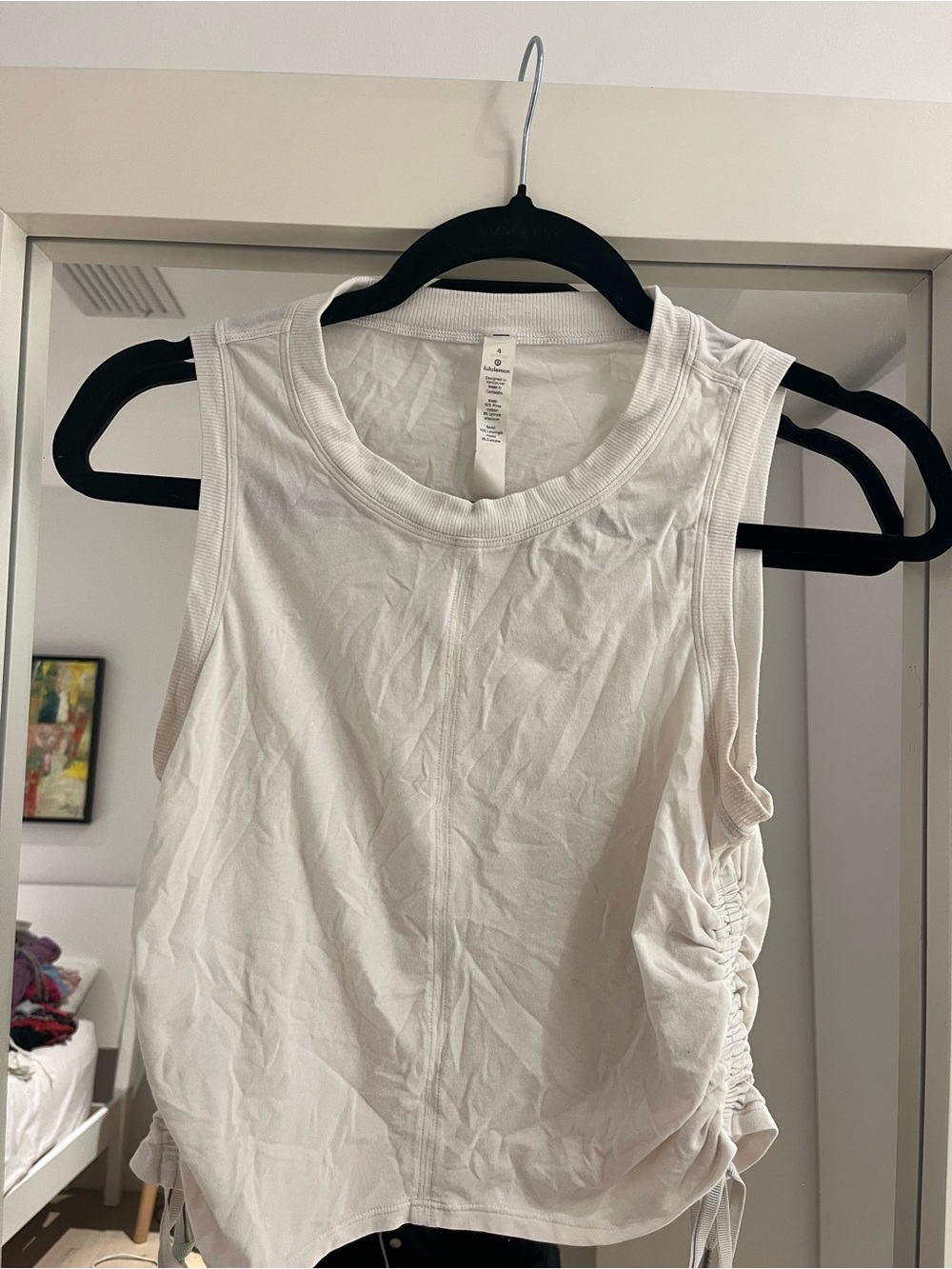 lululemon athletica White Ruched Side Tank